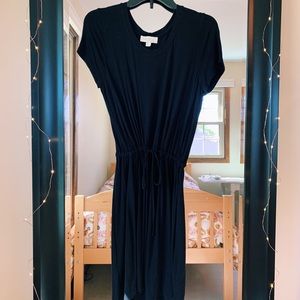 Black Comfy Dress with Tie at the Waist